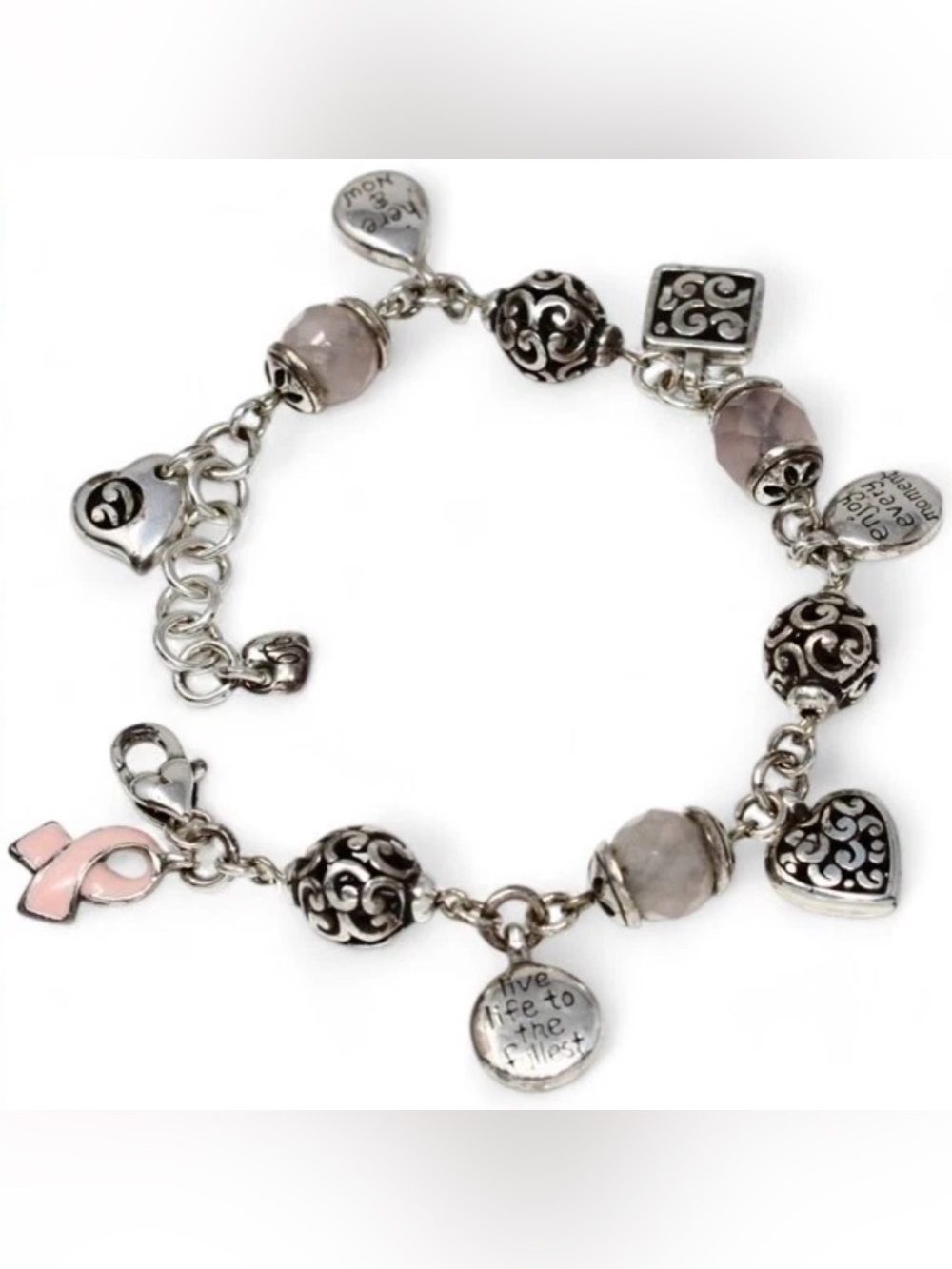 Brighton Power of Pink Retired Pink Ribbon Charm Breast Cancer Bracelet